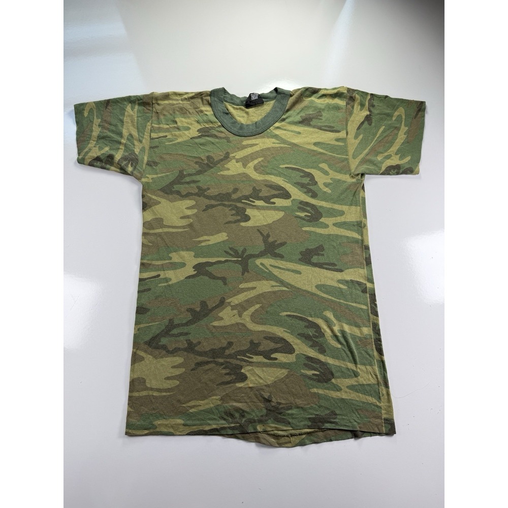 Fox Outdoor Camo TShirt Mens Medium Long Sleeve Green Woodland Vintage Style Tee